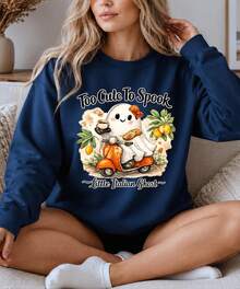 Too Cute To Spook Sweatshirt | Little Italian Ghost | Halloween Vespa Sweater - 樣式1 - 查看 5