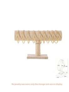 T-Shaped Bracelet Display Stand, Velvet Bracelet/Watch Display Stand, Desktop Jewelry Storage Stand, Necklace & Watch Holder, Jewelry Display Stand For Home, Vanity And Retail Store Window - Multicolor - View 9
