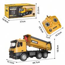 Caminhão Basculante de Controle Remoto Grande Brastoy Com Luz Som e Movimento na Caçamba - Amarelo - Visão 3