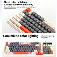 T-WOLF Keyboard Gaming Private Mold Illuminated Red Switch Tactile Wired Keyboard Universal Untuk Komputer Bisnis Kantor Keyboard Gaming Multi-Color Patchwork Keyboard - View 3