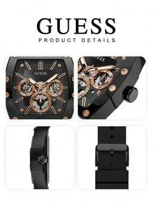 Jam Tangan Quartz Multifungsi Berbentuk Silinder Hitam GUESS Pria dengan Tali Silikon Lembut GW0203G8 - Satu-Ukuran - View 5