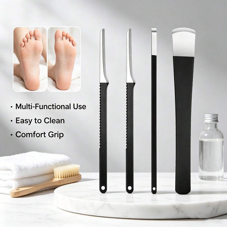 3pcs Stainless Steel Foot Care Tools, Foot Callus Remover, Toe Nail Trimmer, Foot Hard Skin And Corn Remover, Corn Remover, Ingrown Toenail Trimmer, Suitable For Home And Salon Use, Daily Foot Care Tools - Multicolor - View 1