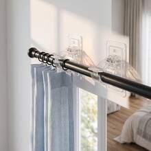 White No-Drill Transparent Strong Adhesive Rod Holder Bracket, Designed For Bathroom, Bedroom, Kitchen And Other Spaces, Made Of High-Transparency Acrylic Material With Strong Back Adhesive, Securely Adheres To Wall Without Drilling - View 9