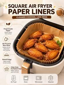 200PCS/100PCS/50PCS Disposable Air Fryer Liners, Square & Round Air Fryer Basket Baking Paper Trays, Non-Stick Oil-Resistant High Temperature Resistant Baking Paper, Absorbs Grease, Double-Sided Silicone Waterproof Oil-Proof Leak-Proof, Extra Tall Thick High Edge Design Prevents Splatter & Leaks, No Cleaning Needed, Throw Away After Use, Heat Resistant, Suitable For Multiple Cookware, Air Fryer/Oven/Steamer/Microwave Accessories, Easy Clean Pot Basket - Multicolor - View 6