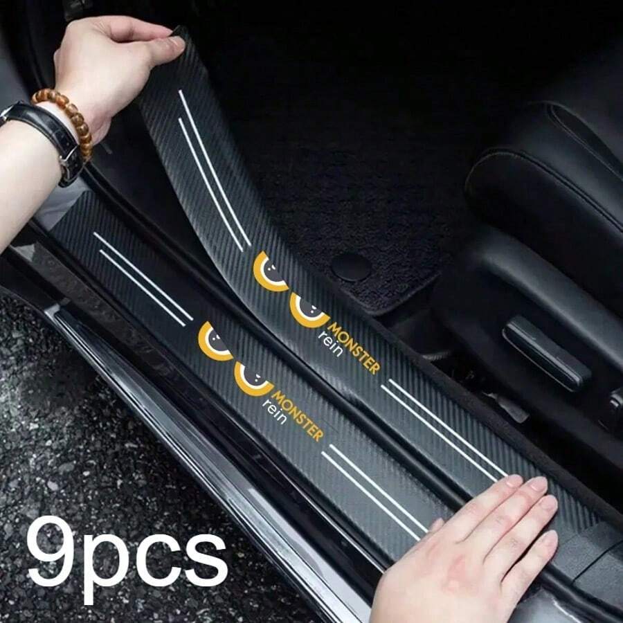 4pcs Car Interior Stickers Sports Car Door Sill Protector Laser Welcome Light Pedal Universal Laser Door Sill Strip - A-laser - View 1