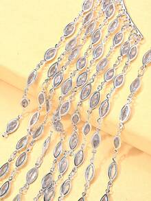STONEFANS 1pc Tassel Ear Hook Earrings, High-End Non-Pierced Earring, Fairy Style Accessory - Silver Left - View 3