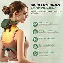 Neck Massager With Heating Function, Wireless Human-Like Massage, Relieve Pain, Green | Neck Massager, 2 Heating Levels, 10 Minutes Auto Shut-Off, Relax Neck And Shoulders At Home, Office, During Breaks Or Before Bed - View 3