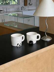 1pc 470ml 'Puppies And Kittens' Ceramic Mug, 'Little Black Cat On A Rainy Day' Coffee Mug – Cute Designs, Ideal For Home Decor And Tableware, Perfect For Coffee And Lattes In The Dining Room, Makes A Lovely Gift, And Great For Festive Decorations - Multicolor - View 3