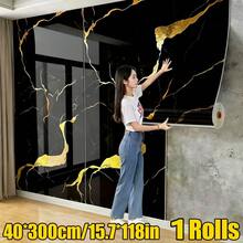 Brodark 1 Roll 40x300cm 3D Marble Wallpaper Wall Sticker 3D Wall Panel Wall Sticker Luxury Gold Texture Self-Adhesive Wall Sticker Thickened Waterproof Oil-Proof Stain-Resistant Kitchen Bathroom Living Room Background Wall Essential For Rental Renovation - 40x300cm / 15.7x118in - View 13