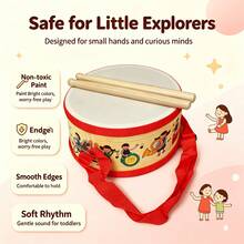 6 Inch Wooden Small Drum War Drum Teaching Aid Percussion Drum School Performance Instrument Orff Children Percussion Instrument - Multicolor - View 1