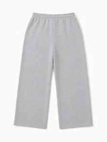 SU ER Men's Summer Casual Drawstring Elastic Waist Loose Drapey Lazy Wide Leg Curved Hem Long Pants - Light Grey - View 4