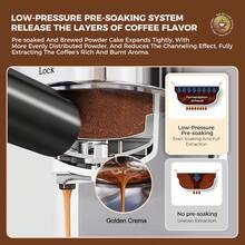 CAFELFFE半自動義式咖啡機,配備自動奶泡系統,一鍵操作即可製作濃縮、拿鐵與卡布奇諾，20巴高壓，1.3升水箱及0.7公升奶罐，自清潔功能，半自動咖啡機配數位顯示器與溫度控制 - 英規插(220-240V) - 查看 8