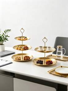 3pcs/4pcs (2-Tier/3-Tier + Accessory Set) Stainless Steel Multi-Layer Dessert Stand, Easy To Clean And Desktop Storage Display Rack, Stable And Rust-Proof, Space-Saving Party Holiday Table Organizer, Suitable For Cakes, Pastries And Seasonal Fruits. Perfect Practical Gift For Baking Enthusiasts Or Party Lovers, Christmas, Back To School Season. - View 8