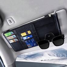 1pc Car Sun Visor Organizer Bag, Multifunctional Creative Minimalist Car Card Holder, Document Clip, Eyewear Storage Holder - Car Storage Clip - View 8