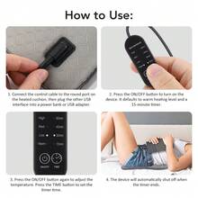 Hailicare USB Heated Seat Cushion 4 Temp Timer, Soft Warm Pad For Office Car, Washable Low Voltage - Seat Cushion - View 10