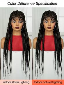 A ANYTIME Full Lace Multiple Braids Synthetic Wig Fat Multiple Braids Lightweight Easy To Wear Braided Synthetic Fiber Braid Hood, Halloween - Black - View 8