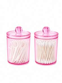 1/2/3 PiecesCotton Swab Storage Set (With Tray) - Clear Bathroom Storage Canisters For Cotton Swabs, Cotton Balls, And Cotton Pads - View 9