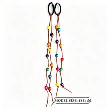 2pcs/Pack Colorful Beaded Woven Hair Ties Hair Accessories Ponytail Hair Bands High Elasticity Hair Ropes Ponytail Hair Decoration - Multicolor - View 3