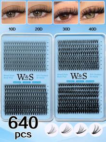 Waloshow Multi-Style 640 30D+40D+50D/10D 20D DIY Faux Mink Eyelashes - High-End D Curl Natural Voluminous Single Eyelashes, Suitable For DIY Eyelash Extensions - Reusable, Lightweight And Easy To Apply - C - View 13