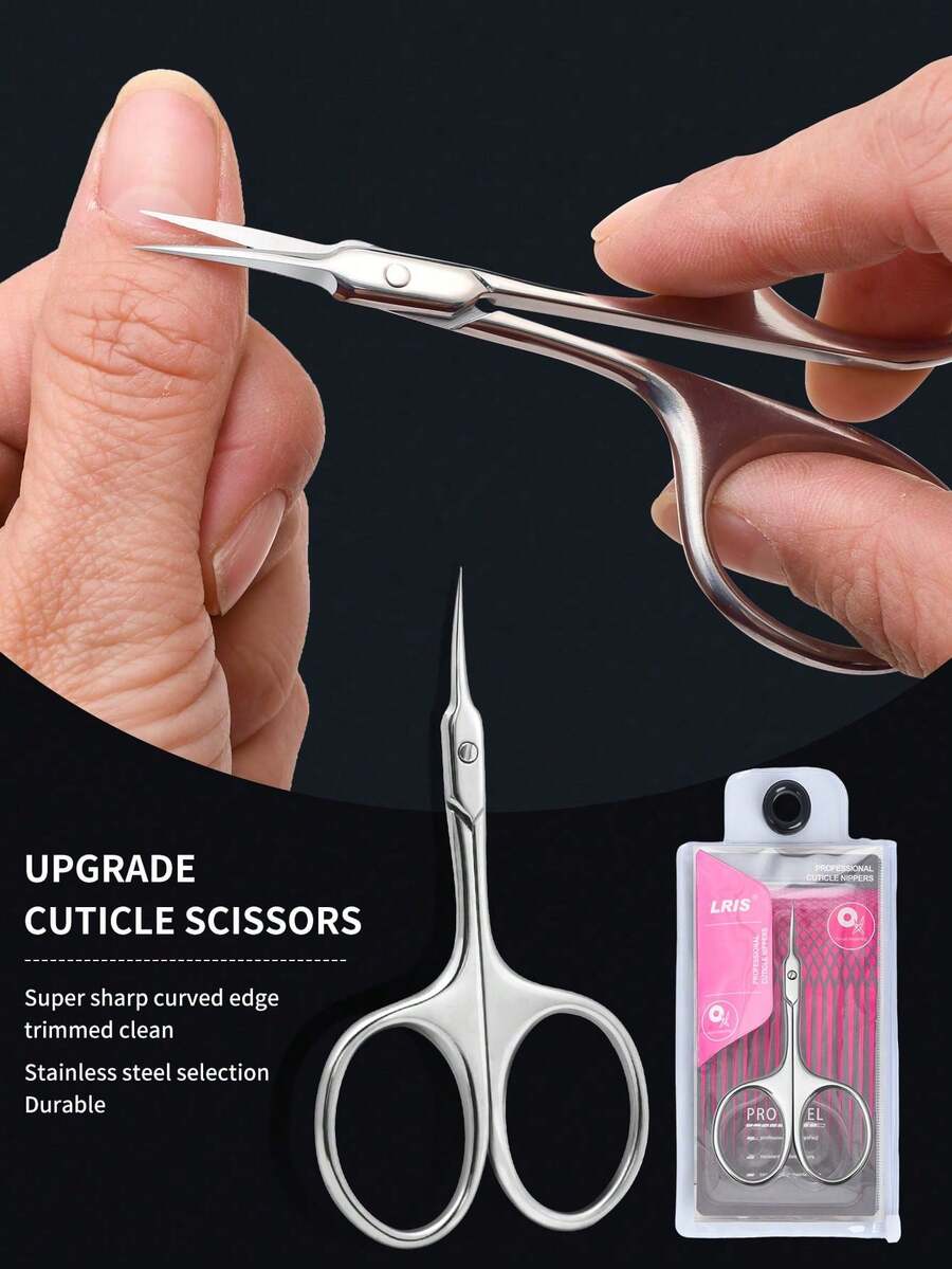 Curved Tip Pointed Nail Cuticle Scissors, Stainless Steel Professional Dead Skin Remover, Exfoliating Nail Clipper - Silver - View 1