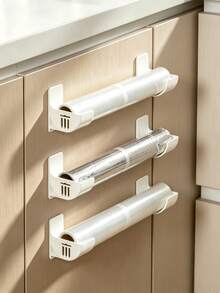 Self-Adhesive Wall-Mounted Storage Rack, Multi-Function No-Drill Storage Rack, Suitable For Kitchen Plastic Wrap, Towels, Umbrellas, Space-Saving Practical Hooks For Home - Multicolor - View 1