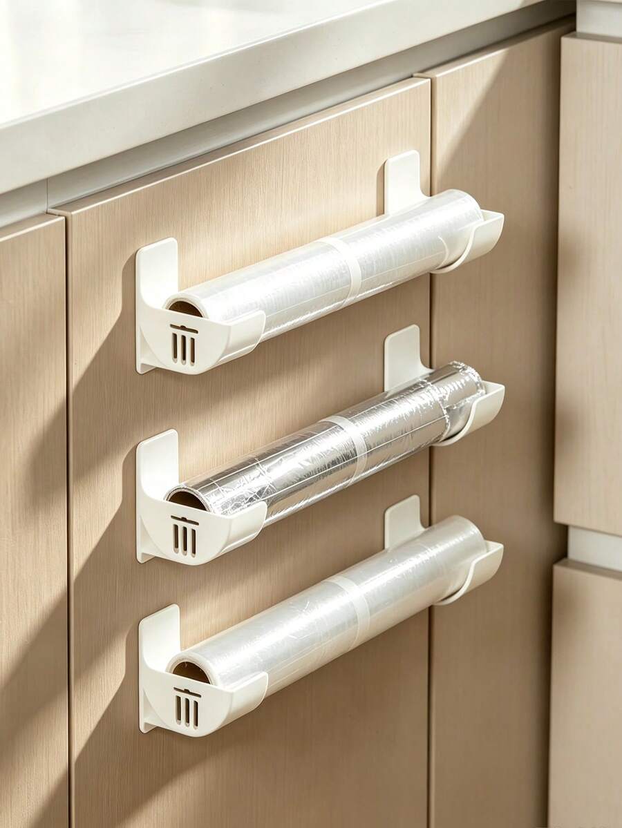 Self-Adhesive Wall-Mounted Storage Rack, Multi-Function No-Drill Storage Rack, Suitable For Kitchen Plastic Wrap, Towels, Umbrellas, Space-Saving Practical Hooks For Home - Multicolor - View 1