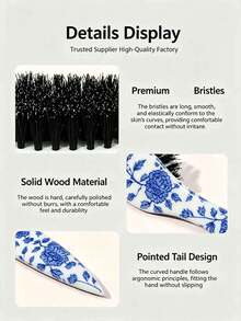 1-4pcs Unisex Hair Comb/Beard Brush Set, Blue And White Porcelain Pattern Pointed Tail Comb, Unscented Professional Styling Comb, Dual Function For Hair Cutting And Cleaning, Smooth And Easy To Comb, Suitable For Thick Or Thin Hair, Edge Control Comb, Professional Smooth Back Comb, Suitable For Creating Neat Ponytails And Braids, Pointed Tail Styling Tool, Can Be Used To Fix Flyaway Hair And Apply Side Beard Wax, Suitable For Bathroom Use, Scalp Massage, Back To School, Travel And Vacation, Daily Use, Also An Excellent Gift For Friends And Family - Multicolor - View 3
