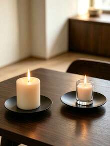 1PC Black Disc Iron Candle Holder, Simple Home‑Use Scented Candle Storage Tray, Round Tabletop Ornament, Suitable For Home, Parties, Festivals And Weddings - 1PC - View 8