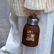 1pc 10oz Stainless Steel Insulated Tumbler, Printed With "Life Is Better With Coffee", Reusable, Suitable As A Gift For Office, Home, Travel, Outdoor Adventure - Multicolor - View 2