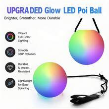 LED Soft Light Poi Spinning Ball, 9 Dynamic Light Modes, Rainbow Gradient, High-Speed Flashing Rotation, Durable Glowing Dance Prop, Perfect Christmas Gift For Adults, Beginners And Professional Performers - 4PCS - View 2