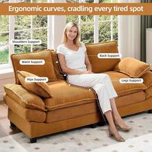 83" Loveseat Couch, Modern 2-Seat Sofa With High-Elastic Sponge, Easy Assembly, Comfy Upholstered 2 Seater Couch For Living Room, Apartment, Bedroom Beige - Yellow - View 4