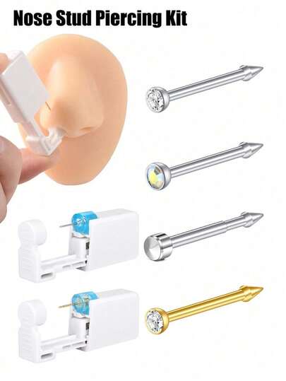 1pc Nose Piercing Kit, Disposable Sterile Piercing Tool, Suitable For Nose Piercing Gun, Nose Stud Tool, Nose Piercing Set, Nose Piercing Gun, Disposable Nose Piercing Kit