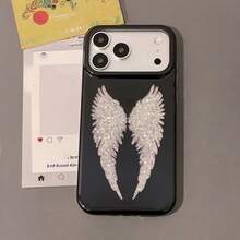 1pc Shiny Sequin Punk Y2K Cool Wings Dark Style Pattern Phone Case Hard Shell Compatible With IPhone18/18Pro/18ProMax/17/17Pro/17ProMax/16/16Pro/16Plus/16ProMax/15/15Pro/15ProMax/14/14Pro/14ProMax/13/13Pro/13ProMax - Multicolor - View 3