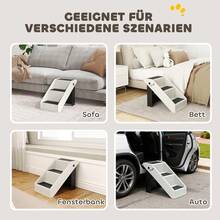 PawHut 3-Step Dog Stairs 36.5 Cm High Small Dogs Foldable Cream White | Pet Stairs, Cat Stairs, Dog Ramp, Entry Aid For Bed, Sofa, Couch And Car - White - View 6