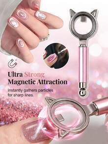 Nail Art Magnetic Wand, Cute Cat Ear Cat Eye Nail Art Magnetic Wand, Dual-Head Design Suitable For Hollow Cat Eye And French Cat Eye Effects, Includes Dual-Head French Nail Art Magnetic Tool, Professional Nail Art Magnetic Tool, Suitable For DIY, Nail Art Supplies - Multicolor - View 10