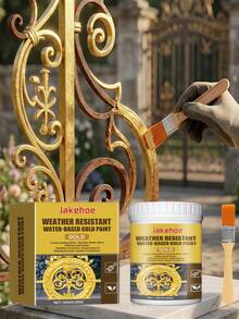 Weather-Resistant Metal Paint, Water-Based Decorative Gold Roman Column Paint, Outdoor Gold Leaf Paint, Suitable For Various New And Old Styles, Perfect Gift For Family And Friends, Halloween, Christmas, Water-Based Gold Paint, Outdoor Fence Decorative Gold Paint, Bright Gold Paint, Water-Based Gold Paint. It Has Strong Toughness, Good Adhesion, Enhanced Product Strength, Good Flowability And Coating Performance. - Multiple Styles - View 2