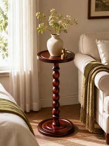 1pc Round Side Table, Sofa Side Table, Coffee Table, Storage Rack, Indoor Plant Stand, Classic Small Living Room Side Table, Wooden Corner Side Table, Suitable For Living Room Or Bedroom, Modern Furniture, Fashionable And Minimalist - Multicolor - View 1