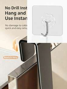 1pc/10pcsBathroom Cabinet Hook Home Storage Rack, No Drill Over Cabinet Door Hanging Hook, Punch Free Space Saving Hanger For Bathroom Cupboard Kitchen Cabinet To Hang Towels Sponges Keys And Daily Small Household Items - Multicolor - View 8