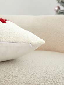 LCUHPCL 1pc Christmas Faux Lamb Fur Vintage Red Snowflake 3D Embroidered Pillowcase, Suitable For Bedroom, Living Room, Sofa, Daily Use, Party And Various Environments - Red - View 11