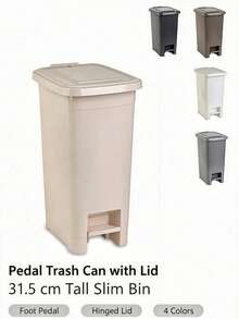 Large‑Capacity Pedal Trash Can, Hands‑Free Odor‑Resistant Sealed Lid Design, Durable Thick Plastic Waste Bin, Modern Minimalist Random Multi‑Color Rectangular Dustbin For Household Waste Disposal, Home Essentials - Multicolor - View 4