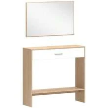 Elegant Hallway Organizer, Modern Vanity Table With Mirror, Console Table - Nature - View 6