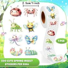 500pcs Colorful Cute Insect Doodle Stickers, 1 Inch 8 Patterns, Floral Sealing Labels, Envelopes, Magazines, Phone Cases, Water Bottles, Laptops, Scrapbooking, Party Favors, PVC Waterproof Stickers School Supplies - Cute and Soft Insects - View 5