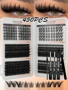 CMAYOME 450/530/570/600pcs False Eyelashes (Including Adhesive, Styling Solution, Tweezers), Mixed Style Single Cluster Eyelashes, Soft, Natural And Easy To Use Eyelash Clusters, Large Capacity Fluffy And Thick Classic Style, Suitable For Daily Use - Multicolor - View 16