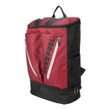 Mesuca Multi-Compartment Storage Backpack Marvel Deadpool Print Pattern Red & Black Colorway Durable Fabric Detachable Bottom Bag Adjustable Shoulder Straps Outdoor Travel Daily Commute 1pc - View 2