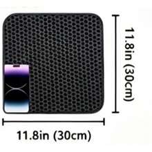 Double-Layer Waterproof & Urine-Proof Cat Litter Mat, Honeycomb Design For Easy Litter Collection, Suitable For Various Cat Litter, Litter Boxes And Enclosed Litter Boxes - Black - View 8