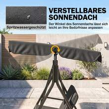 3-Seater Swing Garden Lounge Swing Bench, Weather-Resistant, 172 Cm X 110 Cm X 153 Cm, Black - 黑色 - 查看 7