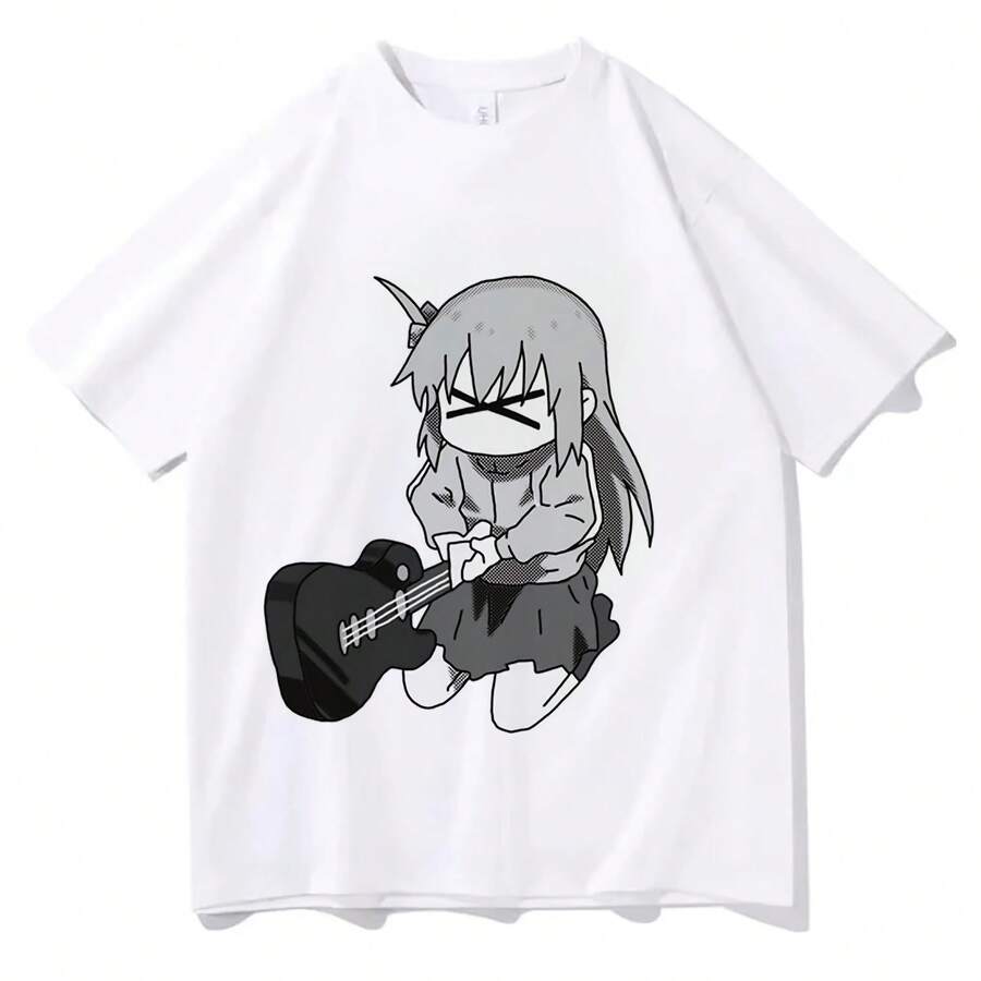 Bocchi The Rock Vintage Washed Unisex Oversize T-Shirt J-Rock Style Streetwear Soft Cotton Short Sleeve Gift Clothing Tops Great ! - Style - View 1