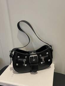 Cross-Border Artistic French Style Rivet Fashion Underarm Bag For Women 2026 New European & American Style Niche Popular Shoulder Bag - Black - View 11