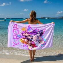 1pc Multi-Color K-POP Girl Group Star Print Beach Towel, Ultra-Fine Microfiber Material, Quick-Drying Soft Absorbent, Suitable For Bathroom, Beach, Pool, Gym, Multi-Purpose Versatile Bath Towel - Baby Pink - View 22