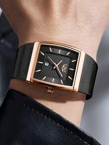 Foxbox LIGE Men's Fashion Luxury High-End Brand Watch, Stainless Steel Band Quartz Watch, Waterproof, Daily Wear, Luminous Dial, Men's Watch - Silver - View 10
